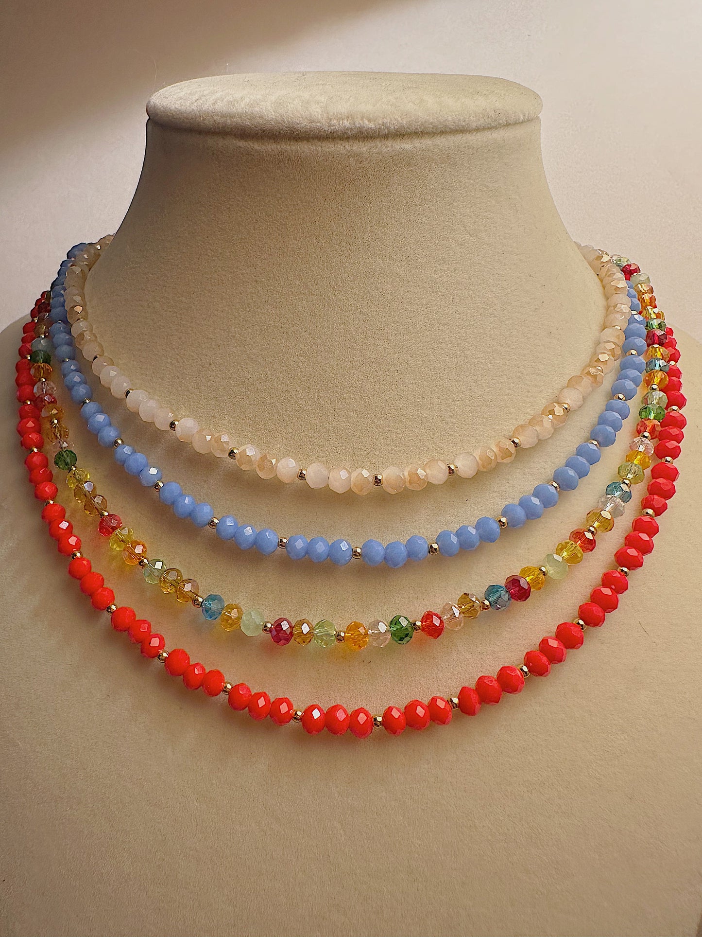 Coral Red Prague Bead Necklace