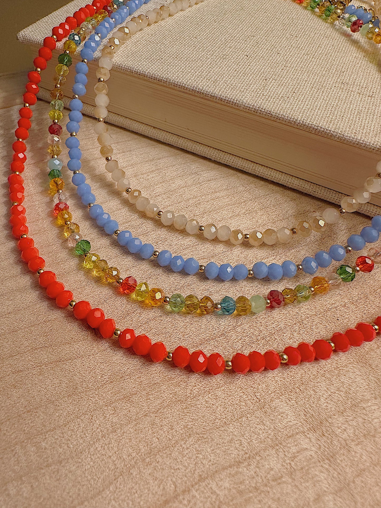 Coral Red Prague Bead Necklace