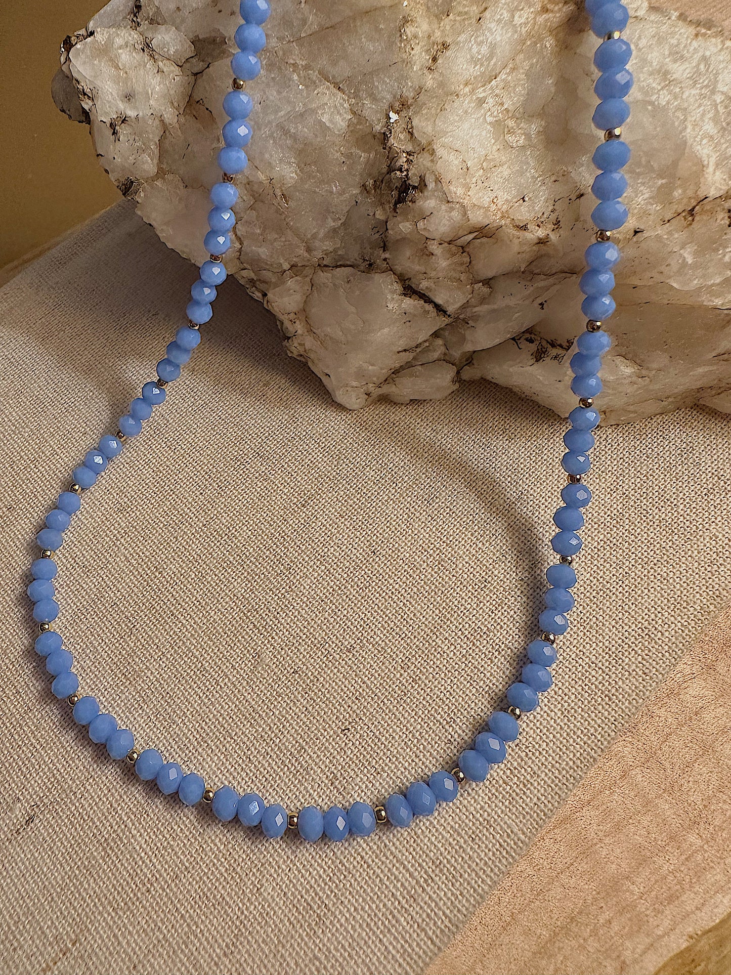 Powder Blue Prague Bead Necklace